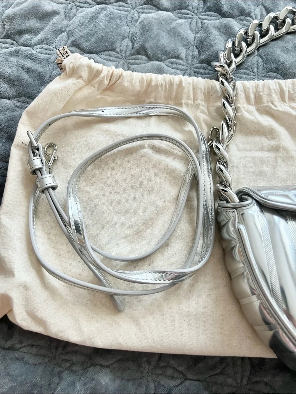 Tory Burch shiny silver
